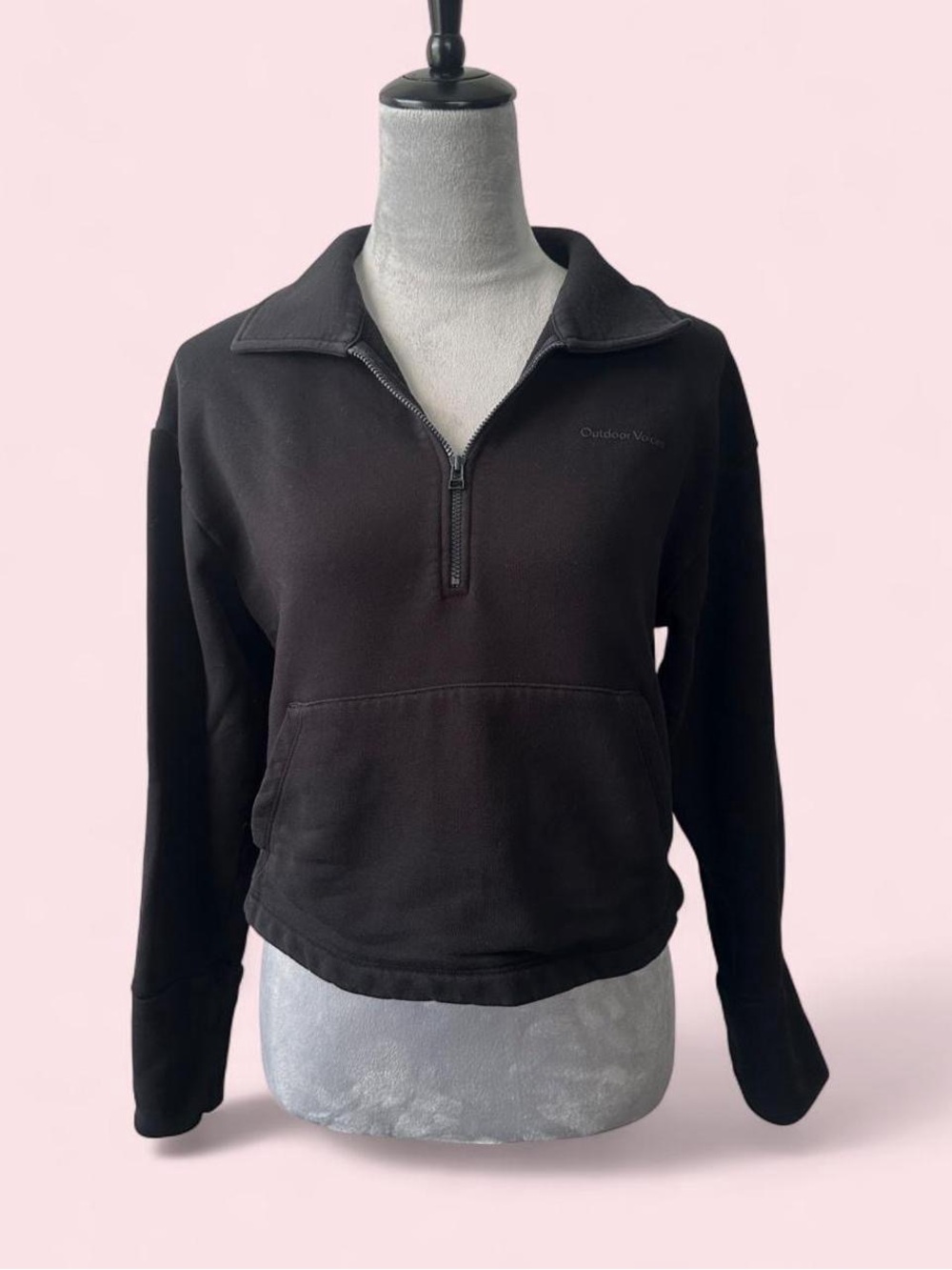 Outdoor Voices Black Quarter Zip Fleece Pullover Sweatshirt Size XS